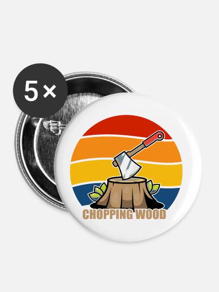 Chopping Wood Retro - Buttons klein 25 mm (5er Pack) - Weiß