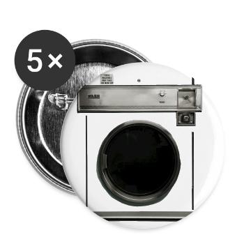 Rétro machine à laver costume carnaval Halloween blague - Lot de 5 petits badges (25 mm) - blanc - Devant
