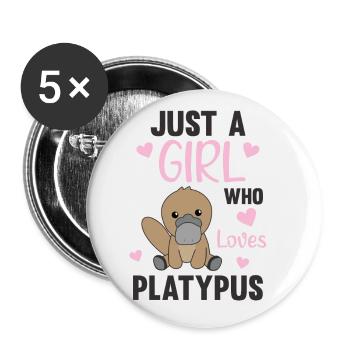 Only a girl who loves platypuses sweet animals - Buttons small 1''/25 mm (5-pack) - white - Front