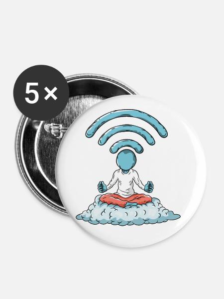 Nerd WiFi Computer - Buttons klein 25 mm (5er Pack) - Weiß