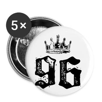96 Couronne numérique - Lot de 5 petits badges (25 mm) - blanc - Devant