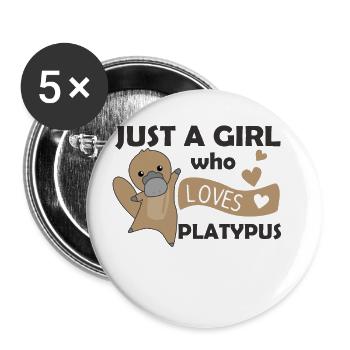 Only a girl who loves platypuses sweet animals - Buttons small 1''/25 mm (5-pack) - white - Front