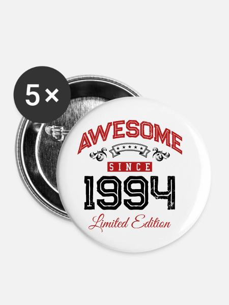 1994 awesome since - Buttons klein 25 mm (5er Pack) - Weiß