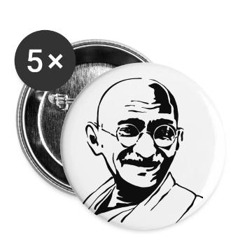 Mahatma Gandhi Portrait Inde Lauréat du prix Nobel - Lot de 5 petits badges (25 mm) - blanc - Devant