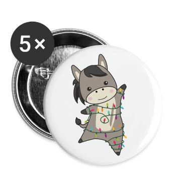 Donkeys Christmas Donkeys Winter Animals - Buttons small 1''/25 mm (5-pack) - white - Front