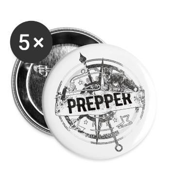 Old Prepper Fox Préparation est tout cadeau - Lot de 5 petits badges (25 mm) - blanc - Devant