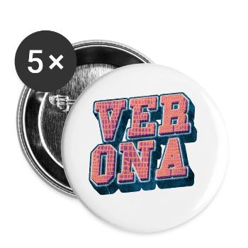 Verona Italien Stadt Schrift Vintage Retro Skyline - Buttons klein 25 mm (5er Pack) - Weiß - Vorne