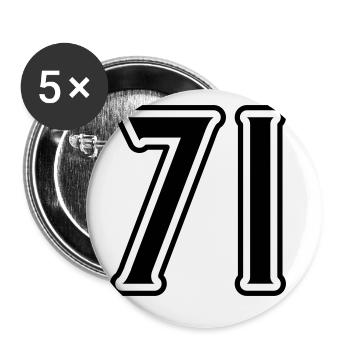 71 Zahl Symbol - Buttons klein 25 mm (5er Pack) - Weiß - Vorne