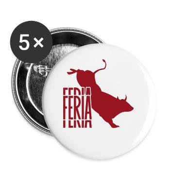 Feria - Logo couleur rouge / blanc & taureau - Lot de 5 petits badges (25 mm) - blanc - Devant