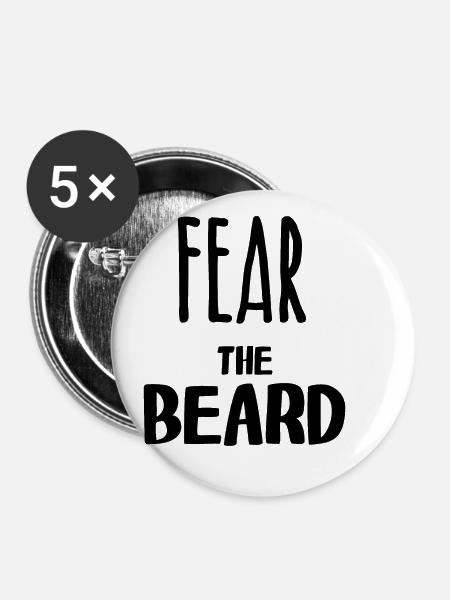 Fear the beard - Buttons klein 25 mm (5er Pack) - Weiß