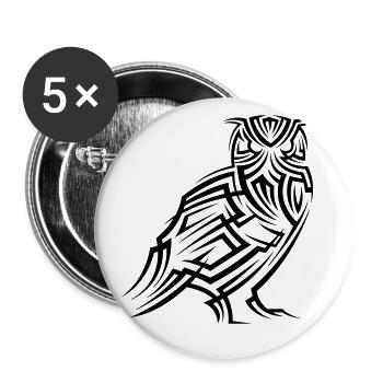 Eule Tribal Tattoo - Buttons klein 25 mm (5er Pack) - Weiß - Vorne