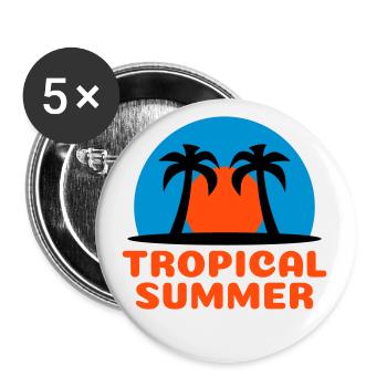 Tropical summer (Sonne, Himmelsgewölbe, Palmen) - Buttons klein 25 mm (5er Pack) - Weiß - Vorne