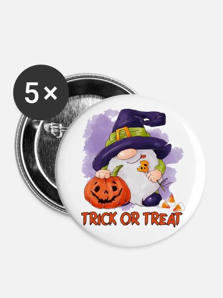 Halloween-Wichtel - Buttons klein 25 mm (5er Pack) - Weiß