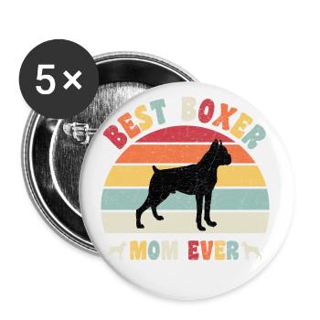 Best Boxer mom ever dog lovers vintage retro - Buttons klein 25 mm (5er Pack) - Weiß - Vorne