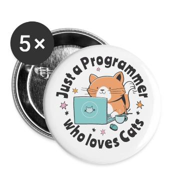 Nur ein Programmierer, der Katzen liebt - Buttons klein 25 mm (5er Pack) - Weiß - Vorne