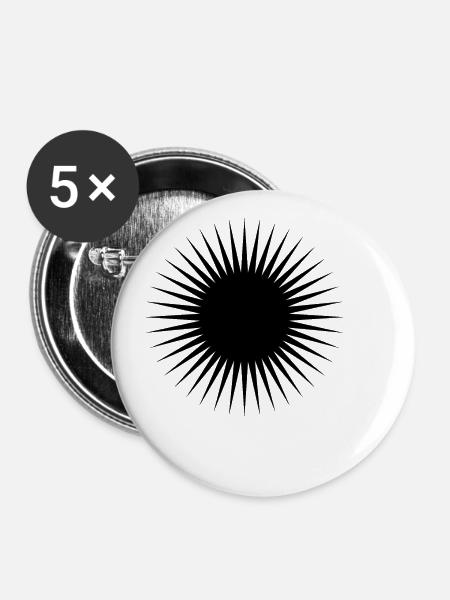 Sonne - Buttons klein 25 mm (5er Pack) - Weiß