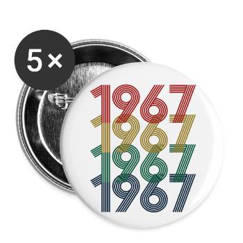 Cool Retro 1967, 55 Jahre alt, Geschenk zum 55. Geburtstag - Buttons klein 25 mm (5er Pack) - Weiß - Vorne