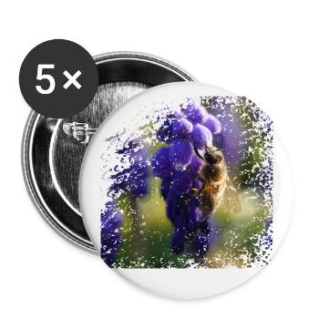 Abeille mellifère à la recherche de nourriture - Lot de 5 petits badges (25 mm) - blanc - Devant