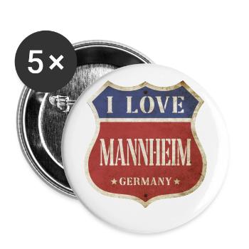 Mannheim Germany City I Love Vintage Retro - Buttons small 1''/25 mm (5-pack) - white - Front