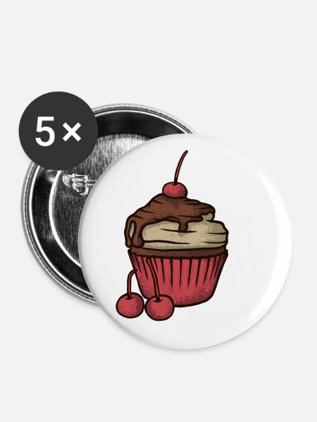 Cupcake - Buttons klein 25 mm (5er Pack) - Weiß