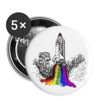 Navette spatiale Spaceship Rocket Astronaut Mission - Lot de 5 petits badges (25 mm) - blanc - Devant