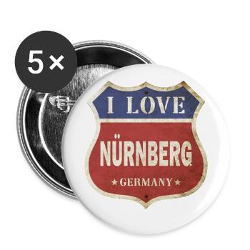 Nuremberg Allemagne Ville J’aime Vintage Rétro - Lot de 5 petits badges (25 mm) - blanc - Devant
