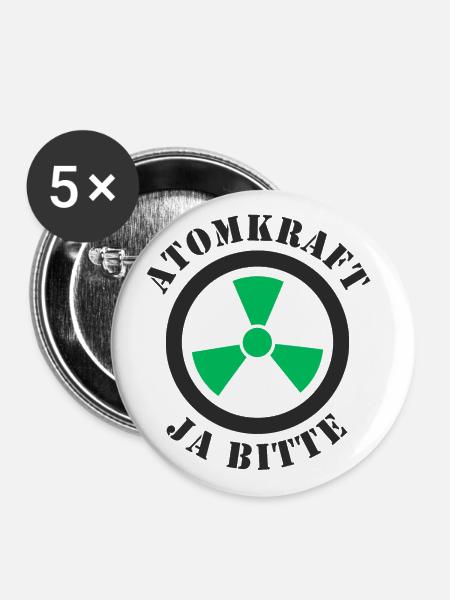 Atomkraft, Ja bitte - Buttons klein 25 mm (5er Pack) - Weiß
