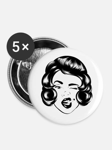 Frau Rauchen 2 - Buttons klein 25 mm (5er Pack) - Weiß