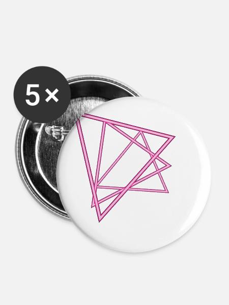 Neon Dreiecke - Buttons klein 25 mm (5er Pack) - Weiß
