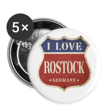 Rostock Deutschland Stadt I Love Vintage Retro - Buttons klein 25 mm (5er Pack) - Weiß - Vorne