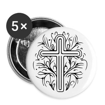 Cross Symbol - Buttons small 1''/25 mm (5-pack) - white - Front