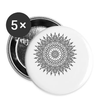 Blumen Mandala - Buttons klein 25 mm (5er Pack) - Weiß - Vorne
