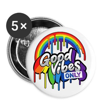 Nur gute Laune - Buttons klein 25 mm (5er Pack) - Weiß - Vorne