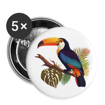 Tukan Costa Rica - Buttons klein 25 mm (5er Pack) - Weiß - Vorne