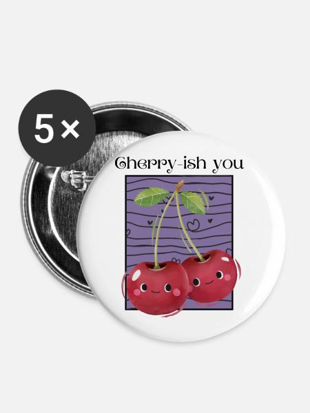 Cherry-ish You - Buttons klein 25 mm (5er Pack) - Weiß