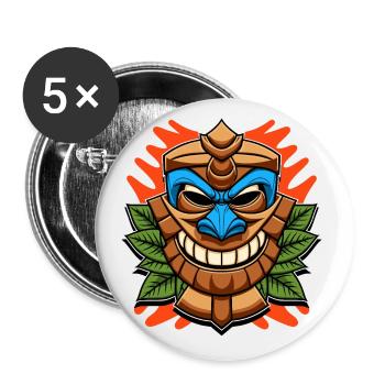 Tiki Statue - Lot de 5 petits badges (25 mm) - blanc - Devant