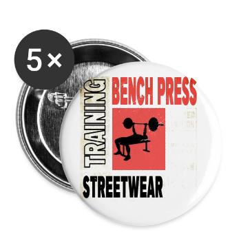 bench press, weightlifting, weight training, fitness, strong - Buttons small 1''/25 mm (5-pack) - white - Front