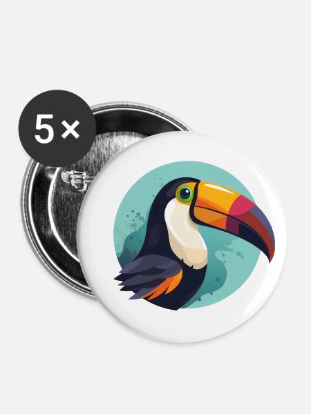 Tukan mit Hintergrund - Buttons klein 25 mm (5er Pack) - Weiß