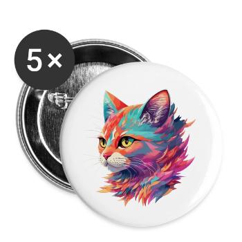 Atemberaubende Katze Katzenillustration in Pastell - Buttons klein 25 mm (5er Pack) - Weiß - Vorne