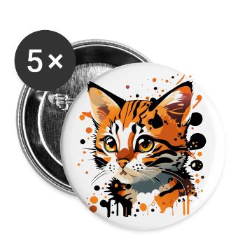 tabby kitten - Buttons small 1''/25 mm (5-pack) - white - Front