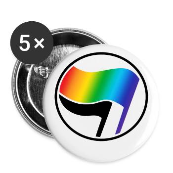 Antifa LGBT Logo - Buttons klein 25 mm (5er Pack) - Weiß - Vorne