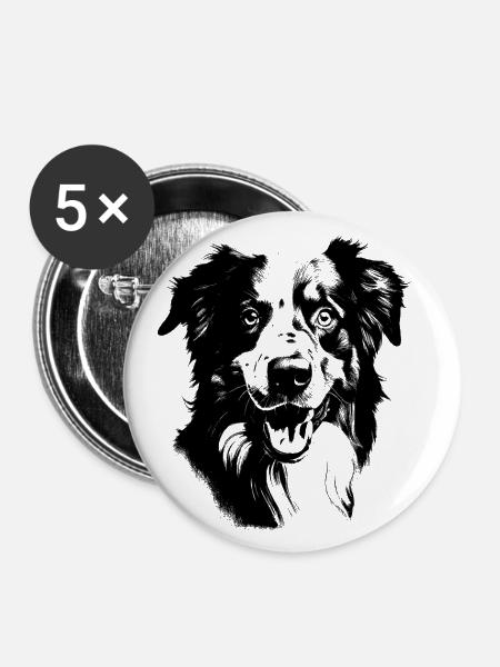 Australian Shepherd - Buttons klein 25 mm (5er Pack) - Weiß