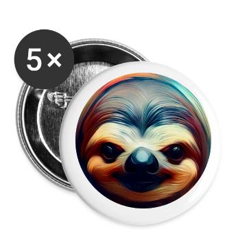 Buntes abstraktes Faultier, Kreatives Tierdesign - Buttons klein 25 mm (5er Pack) - Weiß - Vorne