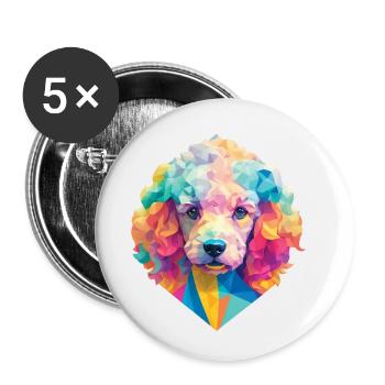 Caniche Chien Polygone Chiens Design Caniche Animaux de compagnie - Lot de 5 petits badges (25 mm) - blanc - Devant