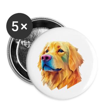 Golden Retriever Dog Dogs Design Polygon Art - Lot de 5 petits badges (25 mm) - blanc - Devant