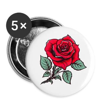 Rose - Lot de 5 petits badges (25 mm) - blanc - Devant