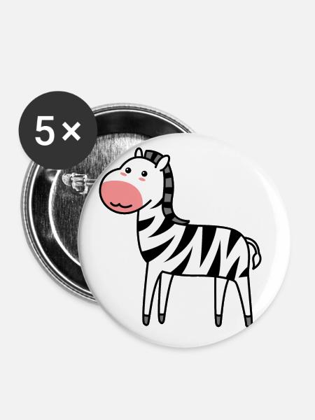 Zebra Comic Tier - Buttons klein 25 mm (5er Pack) - Weiß