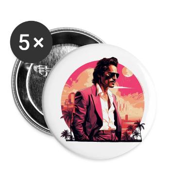 Retro Miami Boho Style Design - Buttons klein 25 mm (5er Pack) - Weiß - Vorne