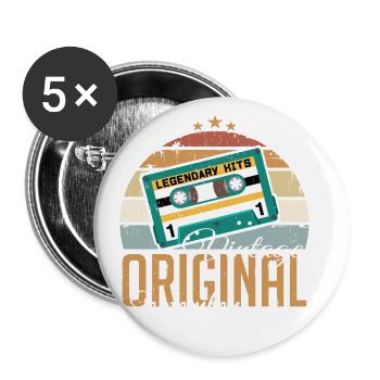 September 1988 Born Vintage Birthday Retro - Buttons small 1''/25 mm (5-pack) - white - Front