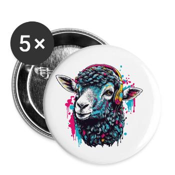 Musique urbaine Mouton Streetwear Graffiti Design - Lot de 5 petits badges (25 mm) - blanc - Devant